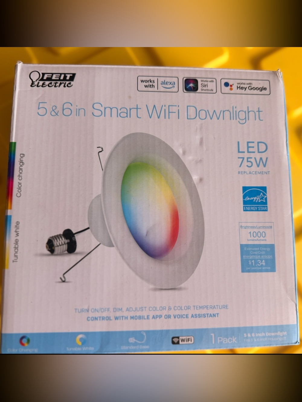New In Box Feit Lighting 5 & 6 inch Smart WiFi Down Light LED Color 75W